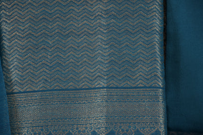 Teal Ghicha Silk Suit Set with Zari Dupatta