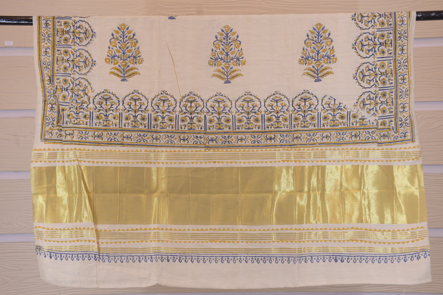 Golden Radiance: Mustard Silk Dress Material with Lagdi Patta Dupatta