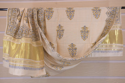 Golden Radiance: Mustard Silk Dress Material with Lagdi Patta Dupatta