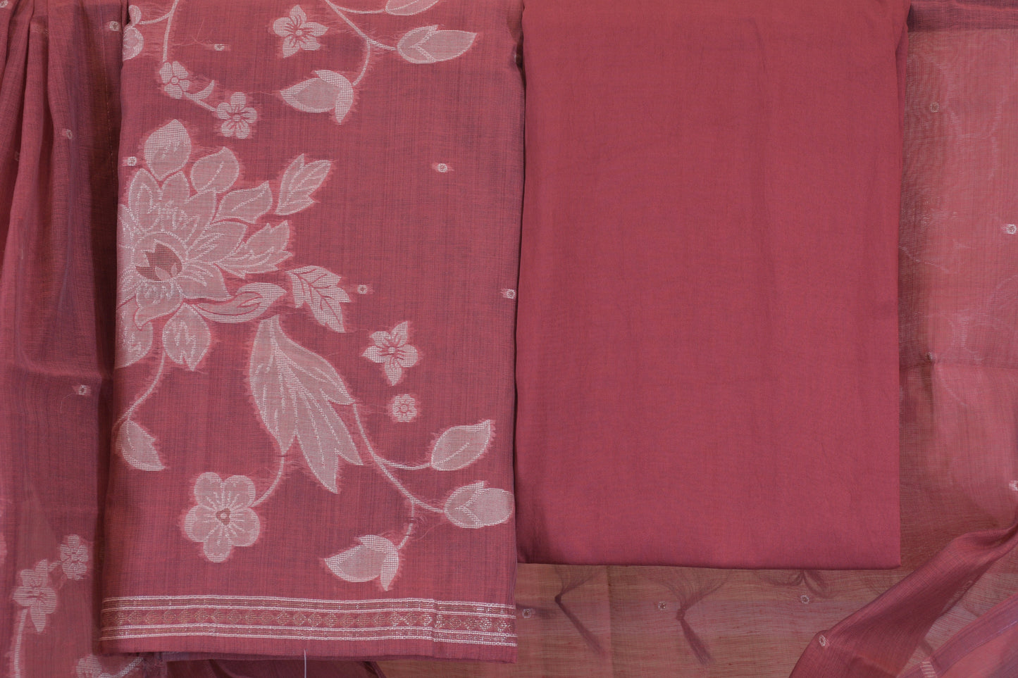 Gulnaar Pink Jamdani Dress Material