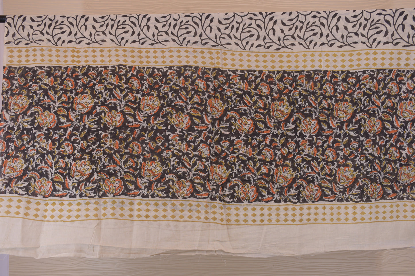 Black Floral Hand Block Cotton