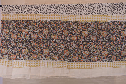 Black Floral Hand Block Cotton