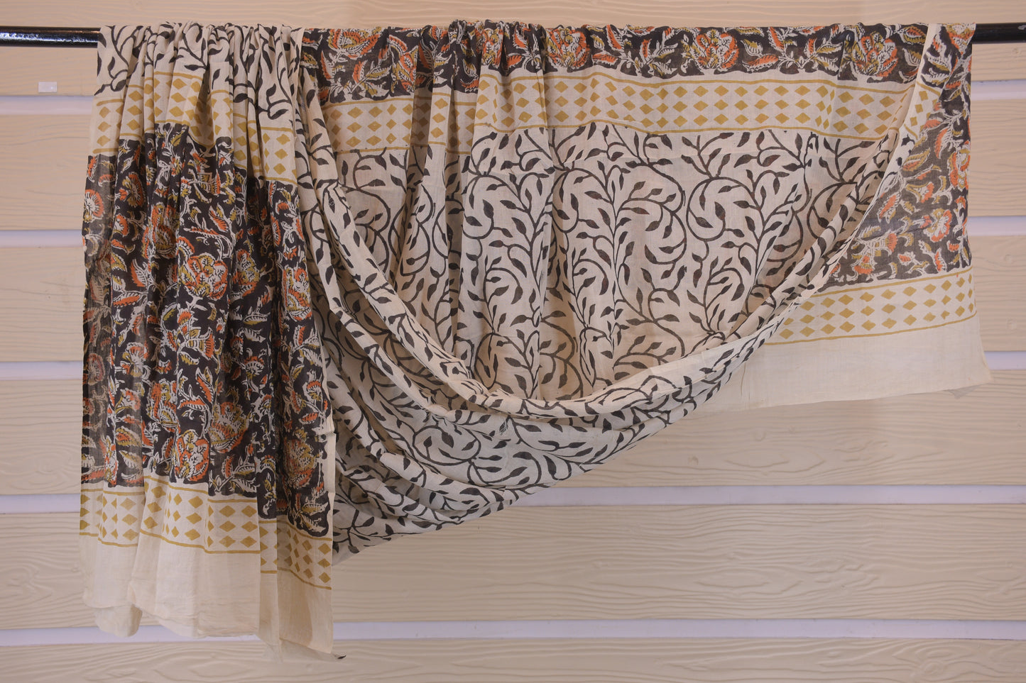 Black Floral Hand Block Cotton