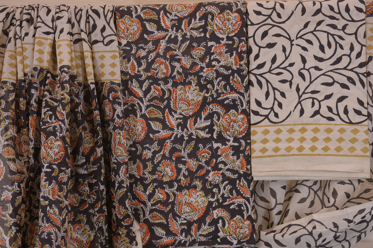 Black Floral Hand Block Cotton