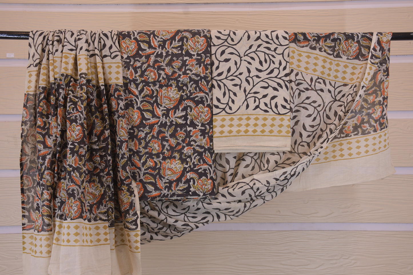 Black Floral Hand Block Cotton