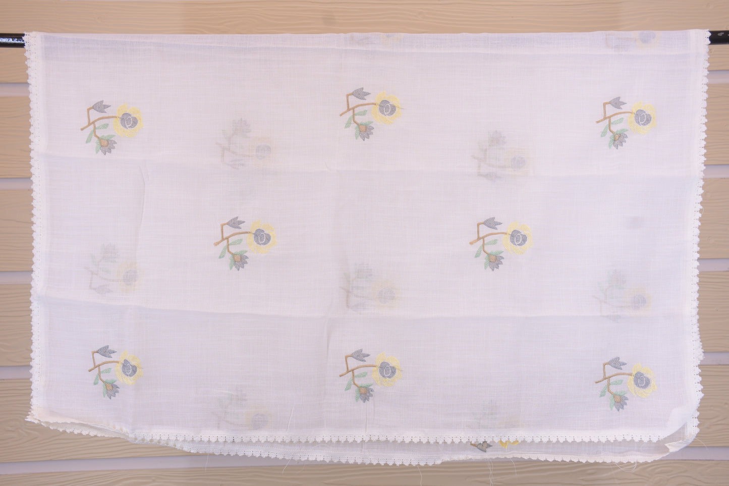 Pastel Sorbet: Embroidered White Linen Blend Dress Material