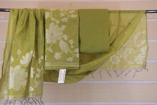 Vanya Sage Green Jamdani Dress Material