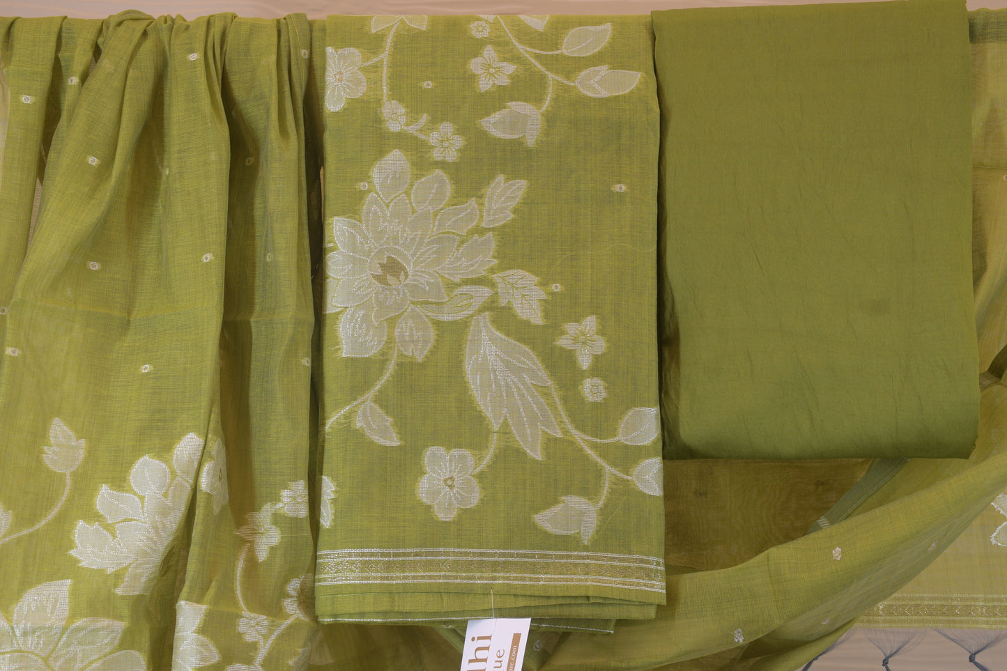 Vanya Sage Green Jamdani Dress Material