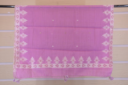 Blush Heritage: Woven Jamdani with Embellished V-Neck