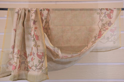 Shimmer Self-Print Unstitched Suit with Printed Dupatta