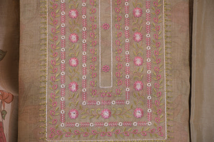 Shimmer Self-Print Unstitched Suit with Printed Dupatta