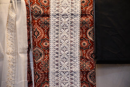 Cotton dress material with embroidery detailing