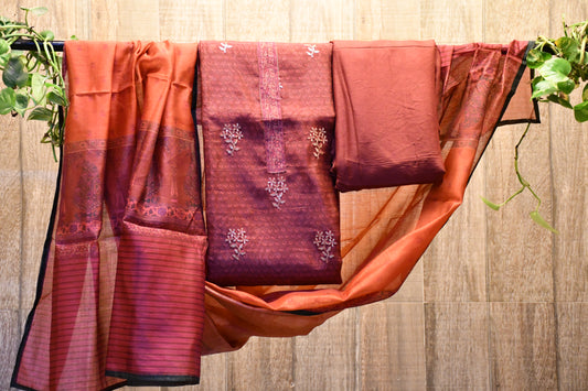 Traditional Rani Color Dress Material
