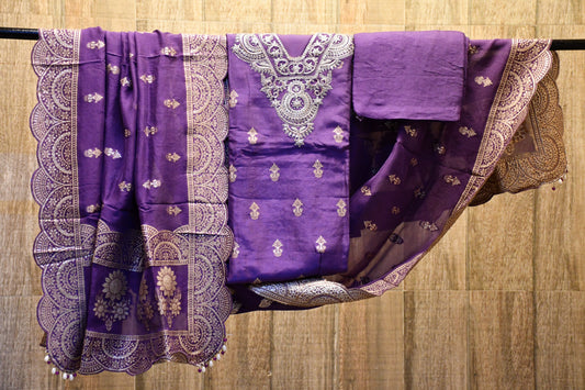 Deep violet silk dress material