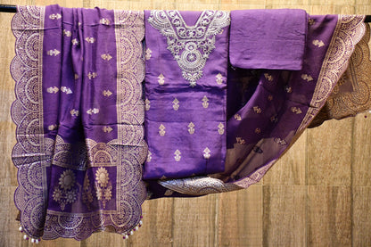 Deep violet silk dress material