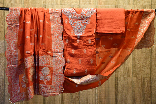 Vermilion silk dress material