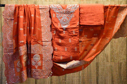 Vermilion silk dress material