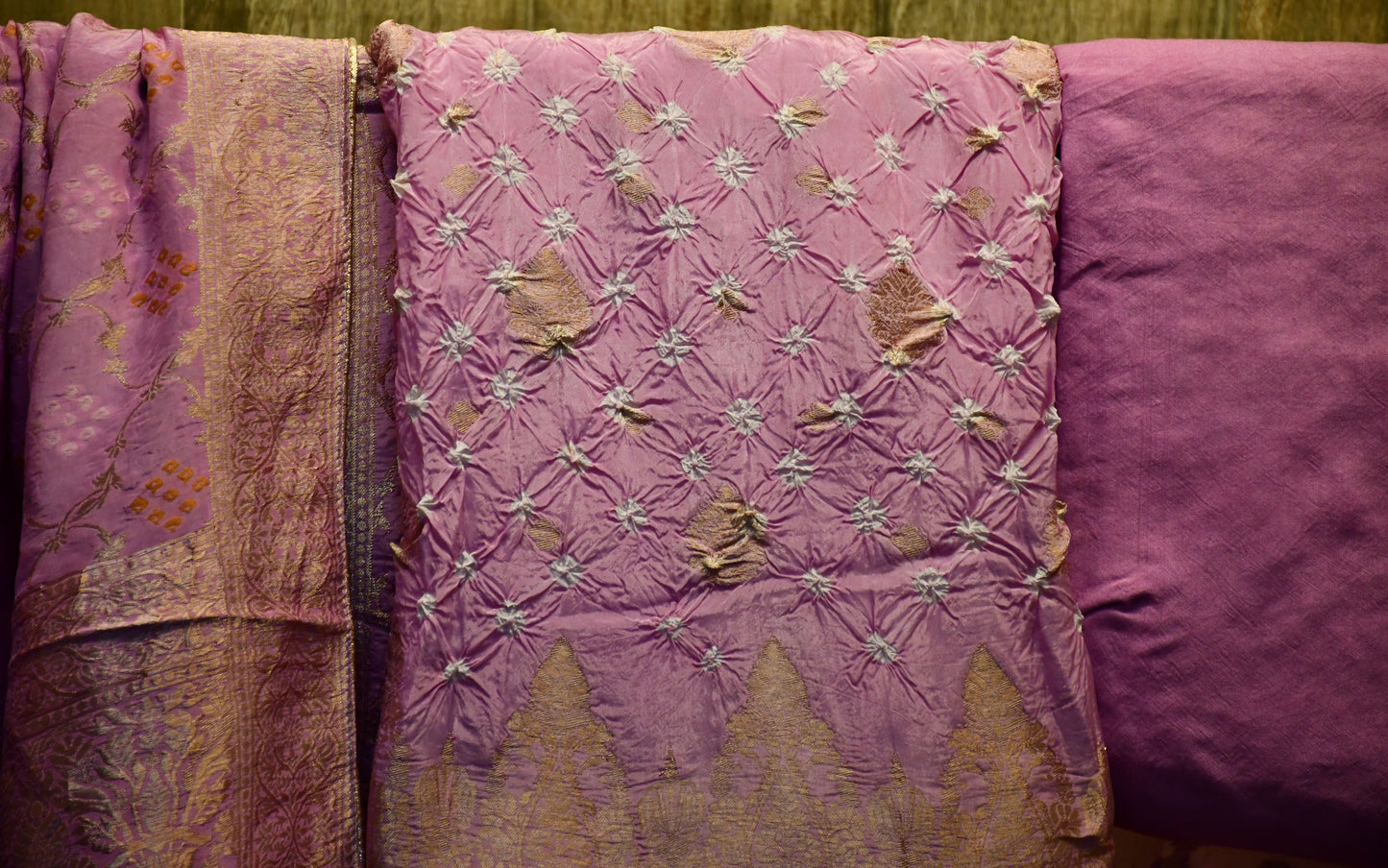 Lavender bandhani dress material