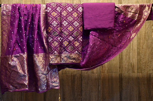 Vivid purple silk dress material
