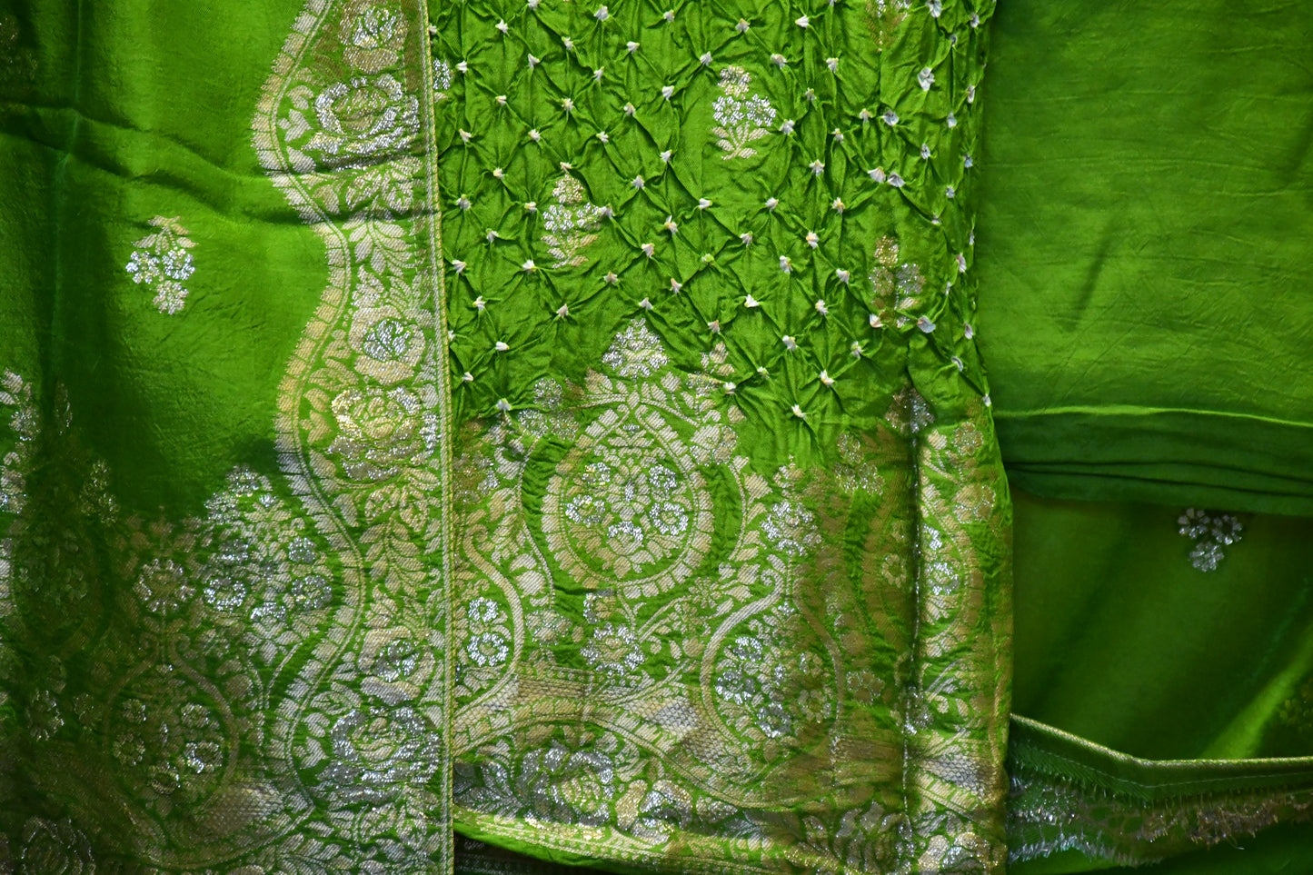 Grass green silk dress material