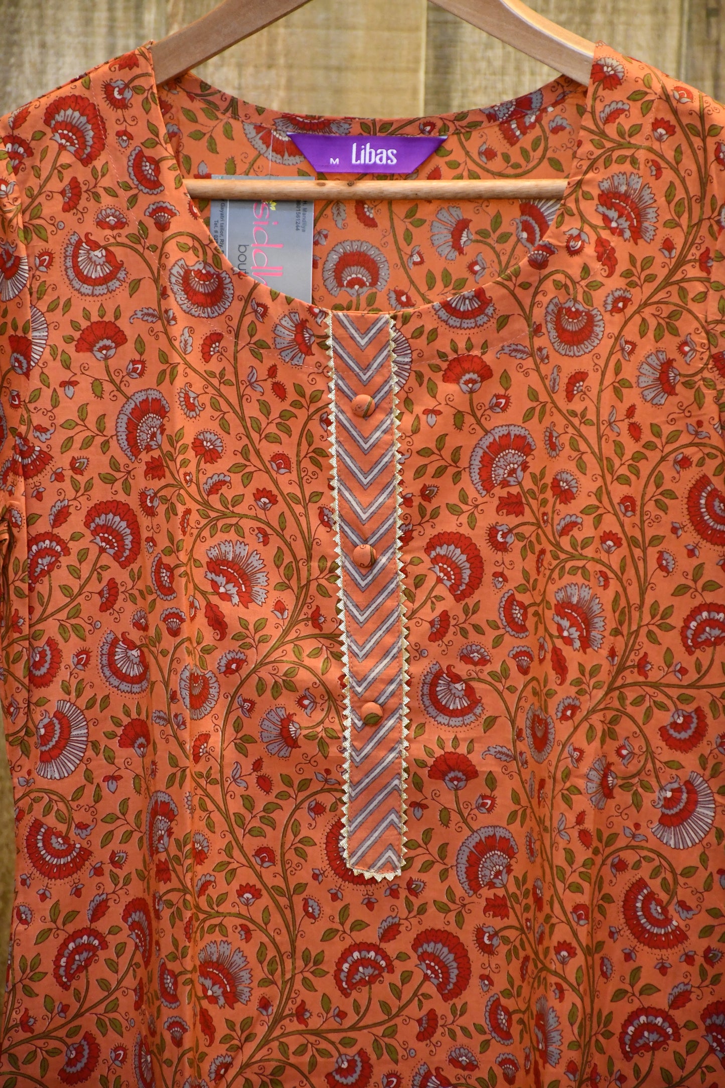 Orange cotton kurti pant set