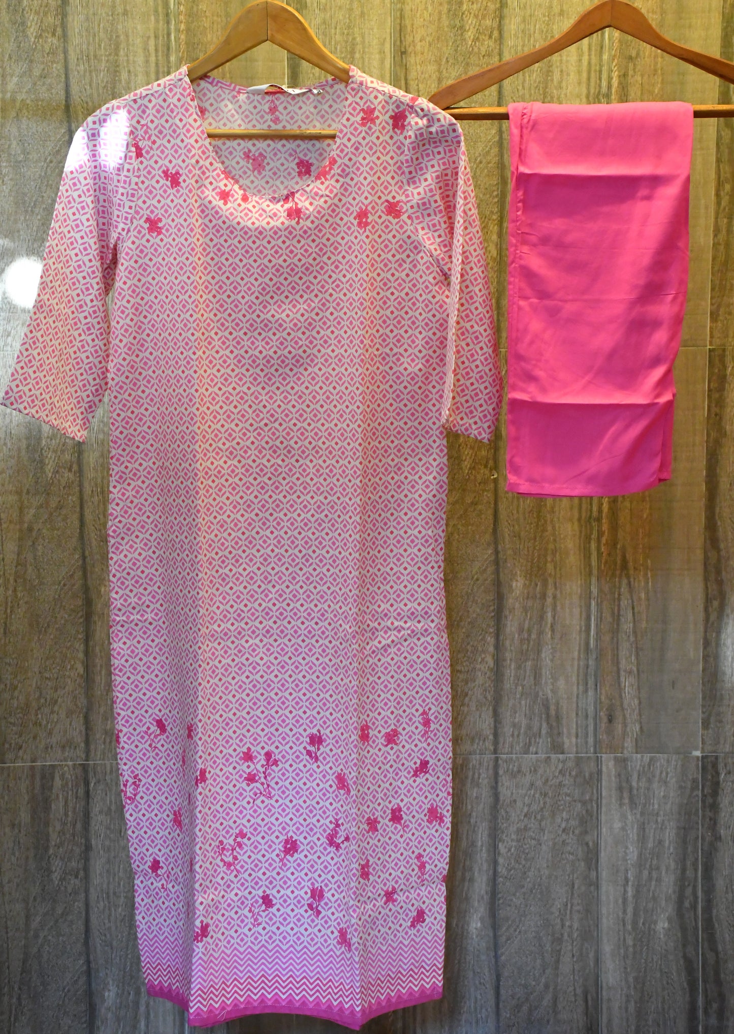Pink cotton kurti set