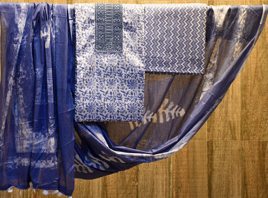 Egyptian blue cotton dress material