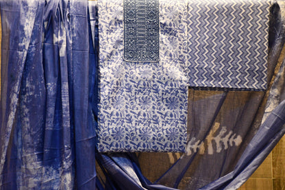 Egyptian blue cotton dress material