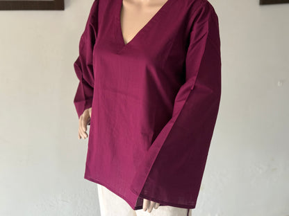 Meher – Maroon Linen Blend Kurti