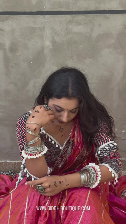 Royal Silk Chanya Choli with Ajrakh Blouse-One Of One