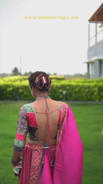 Silk Patola x Ajrakh Patchwork Chanya Choli-One Of One