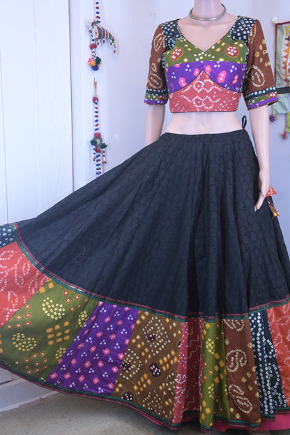 Black & Multicolor Bandhani Chanya Choli | Siddhi Boutique