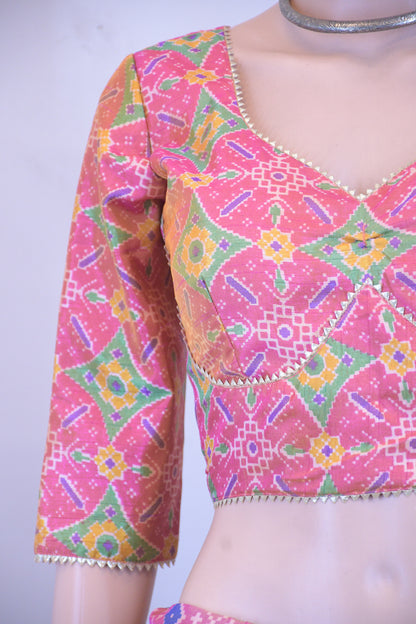 Pink Patola Chanya Choli with Matching Pink Dupatta | Siddhi Boutique