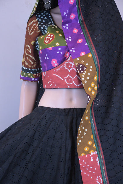 Black & Multicolor Bandhani Chanya Choli | Siddhi Boutique