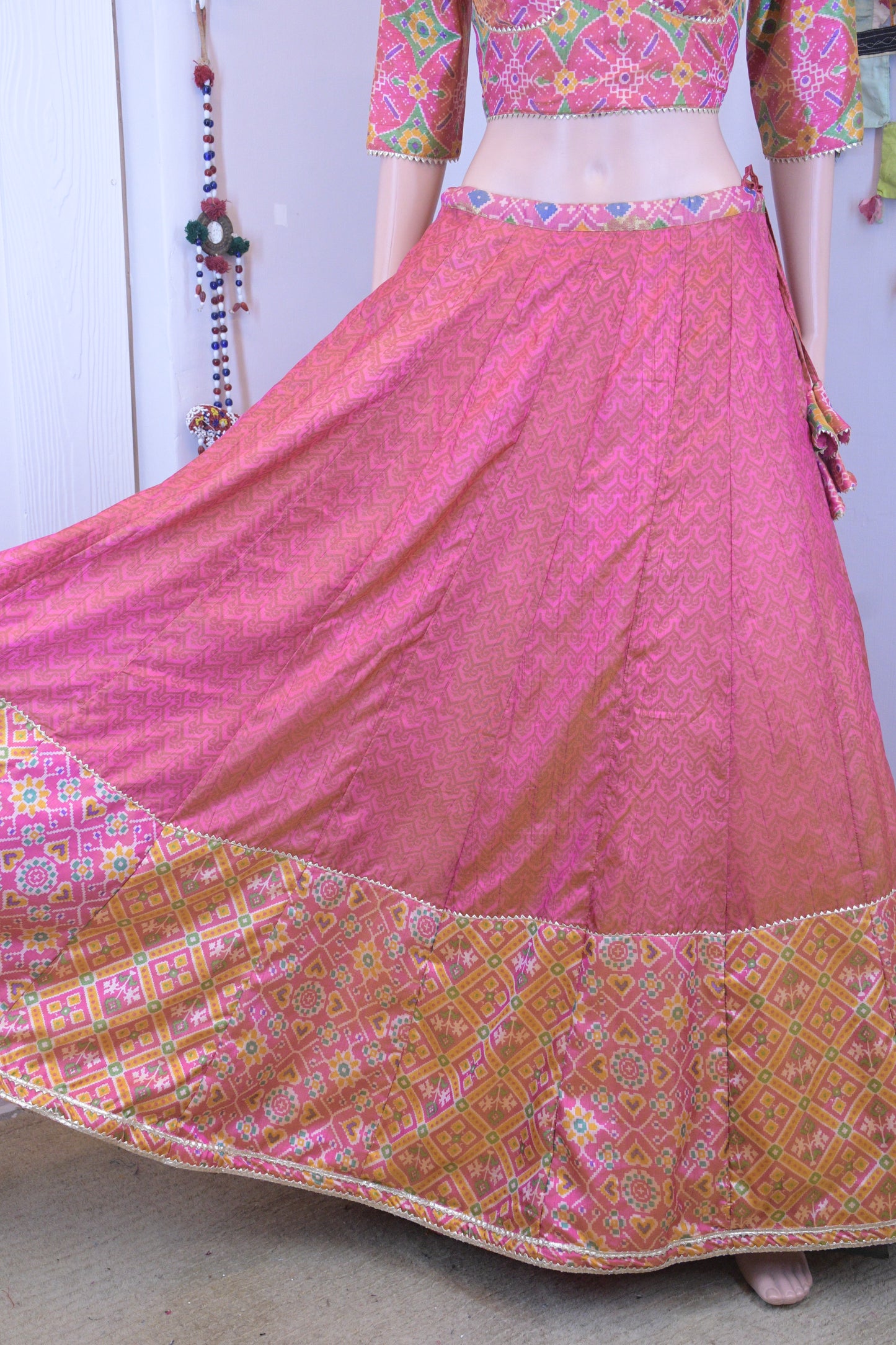 Pink Patola Chanya Choli with Matching Pink Dupatta | Siddhi Boutique