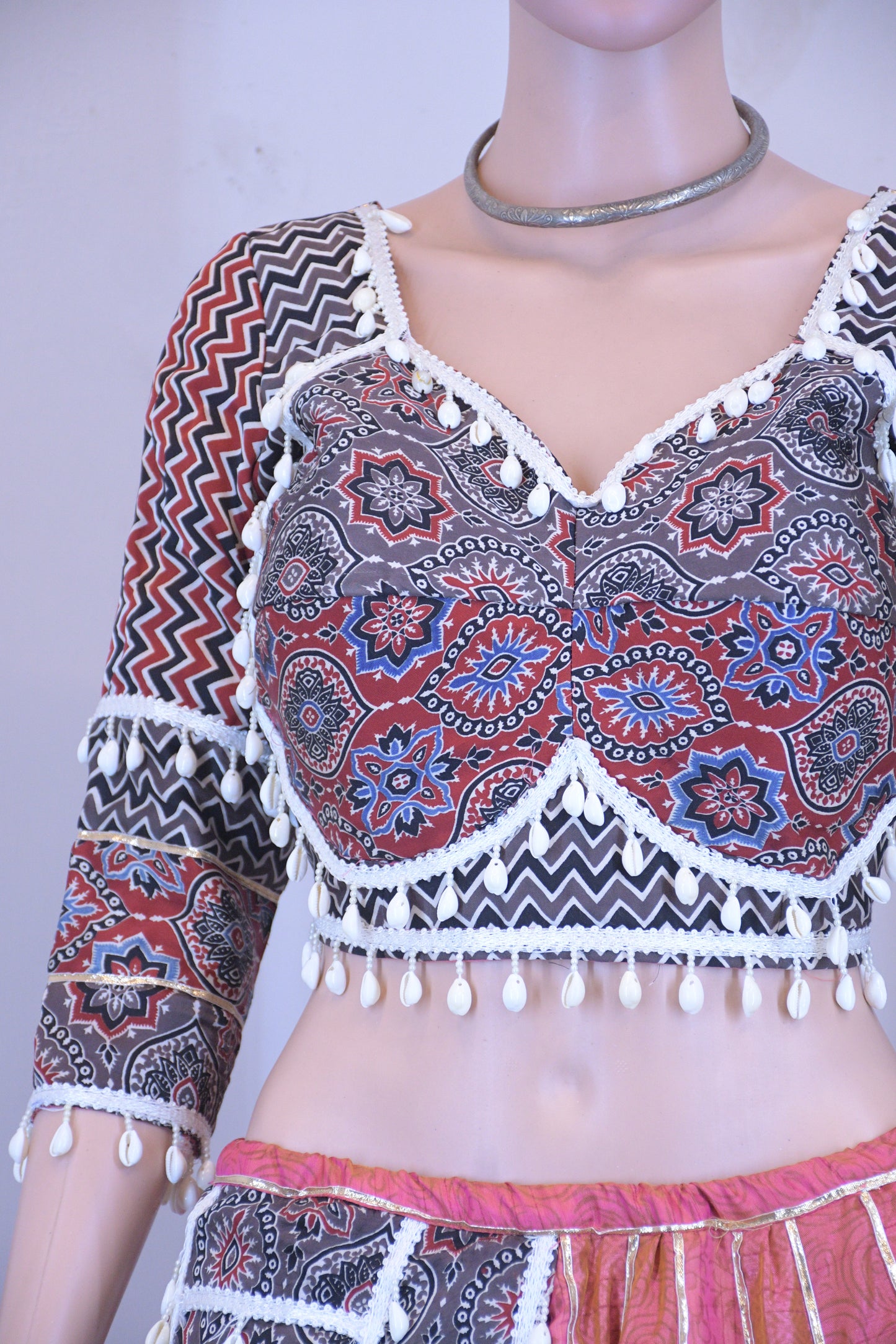 Royal Silk Chanya Choli with Ajrakh Blouse-One Of One