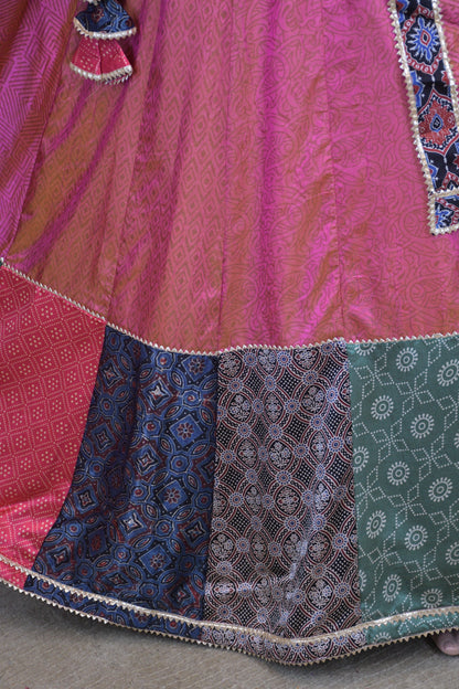 Silk Patola x Ajrakh Patchwork Chanya Choli-One Of One
