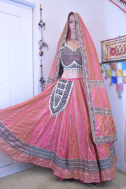 Royal Silk Chanya Choli with Ajrakh Blouse-One Of One